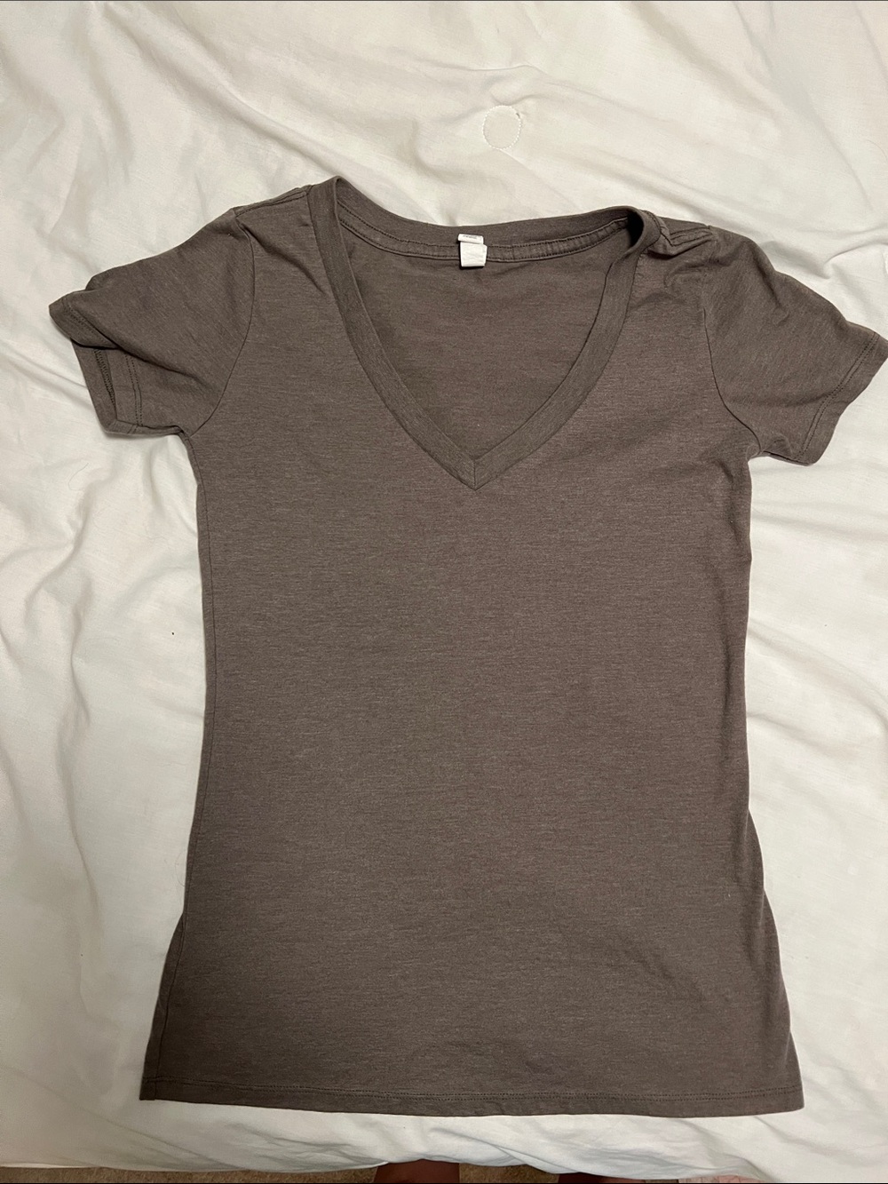 Charlotte Russe Taupe V-Neck Short Sleeve Tee